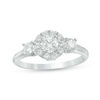 Thumbnail Image 0 of 0.69 CT. T.W. Diamond Three Stone Frame Engagement Ring in 10K White Gold