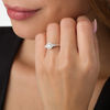 Thumbnail Image 2 of 0.69 CT. T.W. Diamond Three Stone Frame Engagement Ring in 10K White Gold