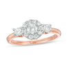 Thumbnail Image 0 of 0.69 CT. T.W. Diamond Three Stone Frame Engagement Ring in 10K Rose Gold