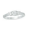 Thumbnail Image 1 of 0.45 CT. T.W. Diamond Three Stone Filigree Scroll Engagement Ring in 10K White Gold