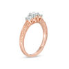 Thumbnail Image 1 of 0.45 CT. T.W. Diamond Three Stone Filigree Scroll Engagement Ring in 10K Rose Gold
