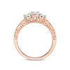 Thumbnail Image 4 of 0.45 CT. T.W. Diamond Three Stone Filigree Scroll Engagement Ring in 10K Rose Gold