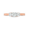 Thumbnail Image 5 of 0.45 CT. T.W. Diamond Three Stone Filigree Scroll Engagement Ring in 10K Rose Gold