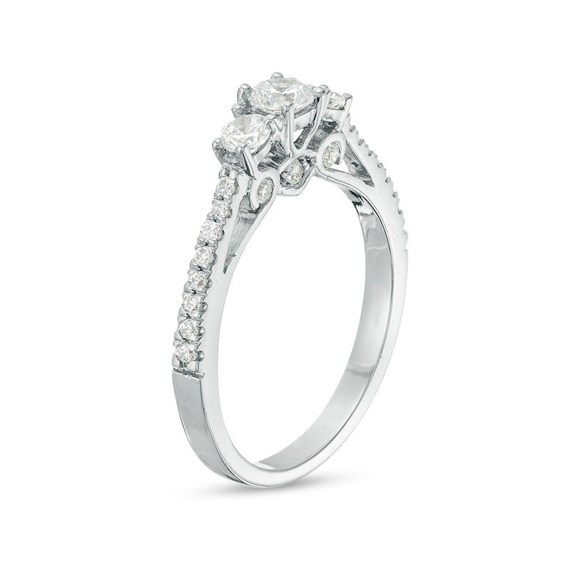 Main Image 2 of 0.58 CT. T.W. Diamond Three Stone Engagement Ring in 10K White Gold