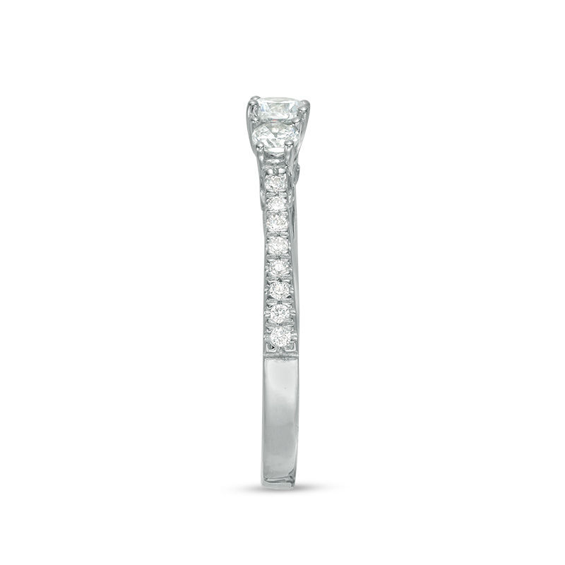 Main Image 4 of 0.58 CT. T.W. Diamond Three Stone Engagement Ring in 10K White Gold