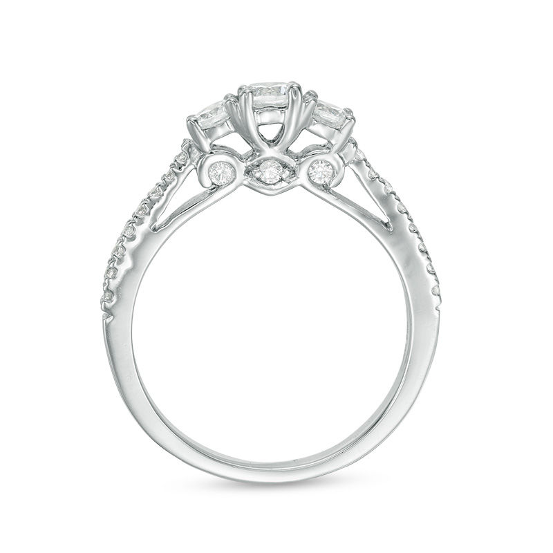 Main Image 5 of 0.58 CT. T.W. Diamond Three Stone Engagement Ring in 10K White Gold