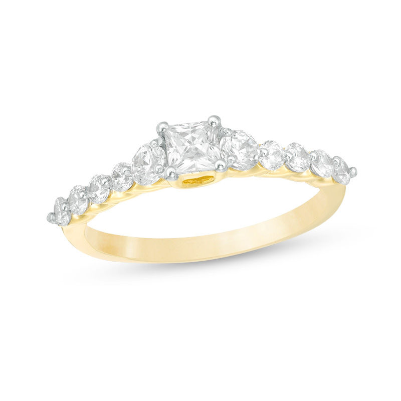 0.69 CT. T.W. Princess-Cut Diamond Three Stone Engagement Ring in 10K Gold|Peoples Jewellers