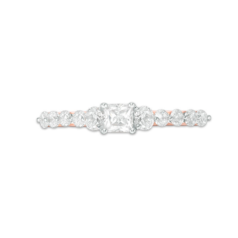 0.69 CT. T.W. Princess-Cut Diamond Three Stone Engagement Ring in 10K Rose Gold