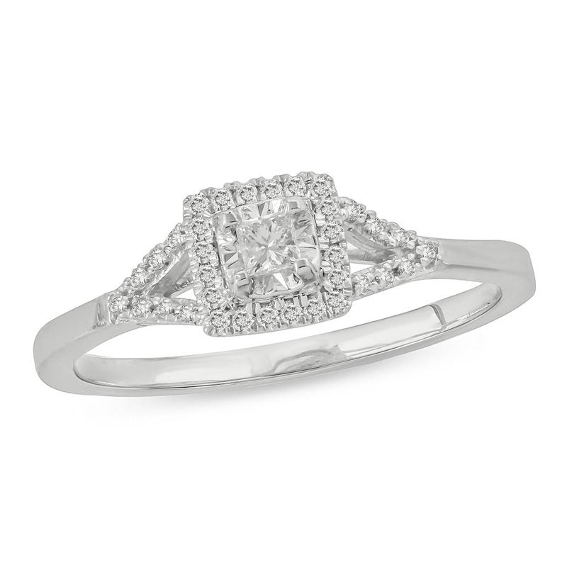 0.145 CT. T.W. Princess-Cut Diamond Frame Promise Ring in Sterling Silver