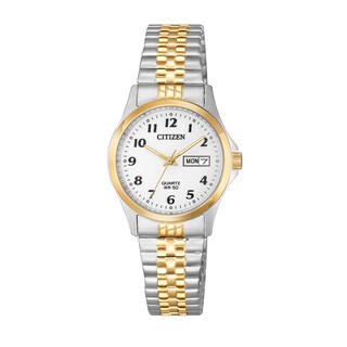 Ladies' Citizen Quartz Two-Tone Expansion Watch with White Dial (Model: EQ2004-95A)