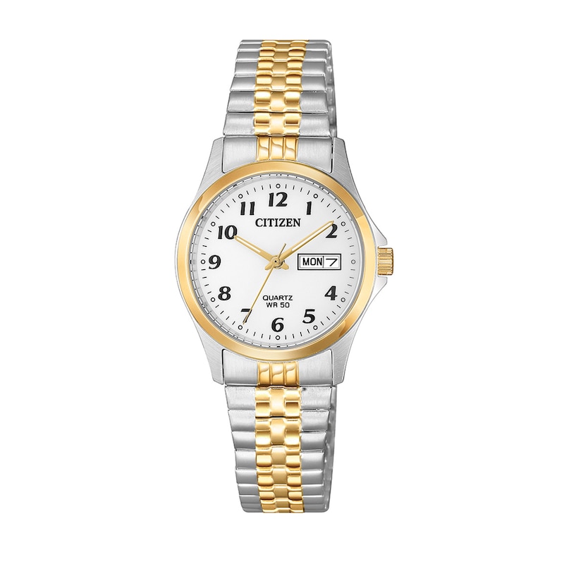 Ladies' Citizen Quartz Two-Tone Expansion Watch with White Dial (Model: EQ2004-95A)
