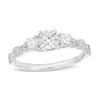 Thumbnail Image 1 of 0.58 CT. T.W. Diamond Three Stone Scallop Shank Engagement Ring in 10K White Gold