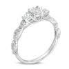 Thumbnail Image 3 of 0.58 CT. T.W. Diamond Three Stone Scallop Shank Engagement Ring in 10K White Gold