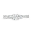 Thumbnail Image 4 of 0.58 CT. T.W. Diamond Three Stone Scallop Shank Engagement Ring in 10K White Gold