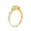 Thumbnail Image 2 of 0.58 CT. T.W. Diamond Three Stone Scallop Shank Engagement Ring in 10K Gold
