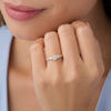 Thumbnail Image 3 of 0.58 CT. T.W. Diamond Three Stone Scallop Shank Engagement Ring in 10K Gold