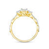 Thumbnail Image 5 of 0.58 CT. T.W. Diamond Three Stone Scallop Shank Engagement Ring in 10K Gold