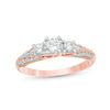 Thumbnail Image 0 of 0.75 CT. T.W. Diamond Three Stone V-Sides Vintage-Style Engagement Ring in 10K Rose Gold