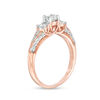 Thumbnail Image 1 of 0.75 CT. T.W. Diamond Three Stone V-Sides Vintage-Style Engagement Ring in 10K Rose Gold
