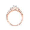 Thumbnail Image 4 of 0.75 CT. T.W. Diamond Three Stone V-Sides Vintage-Style Engagement Ring in 10K Rose Gold