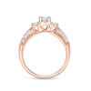 Thumbnail Image 5 of 0.75 CT. T.W. Diamond Three Stone V-Sides Vintage-Style Engagement Ring in 10K Rose Gold