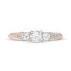 Thumbnail Image 6 of 0.75 CT. T.W. Diamond Three Stone V-Sides Vintage-Style Engagement Ring in 10K Rose Gold