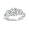 Thumbnail Image 0 of 0.50 CT. T.W. Diamond Past Present Future® Frame Twist Engagement Ring in 10K White Gold