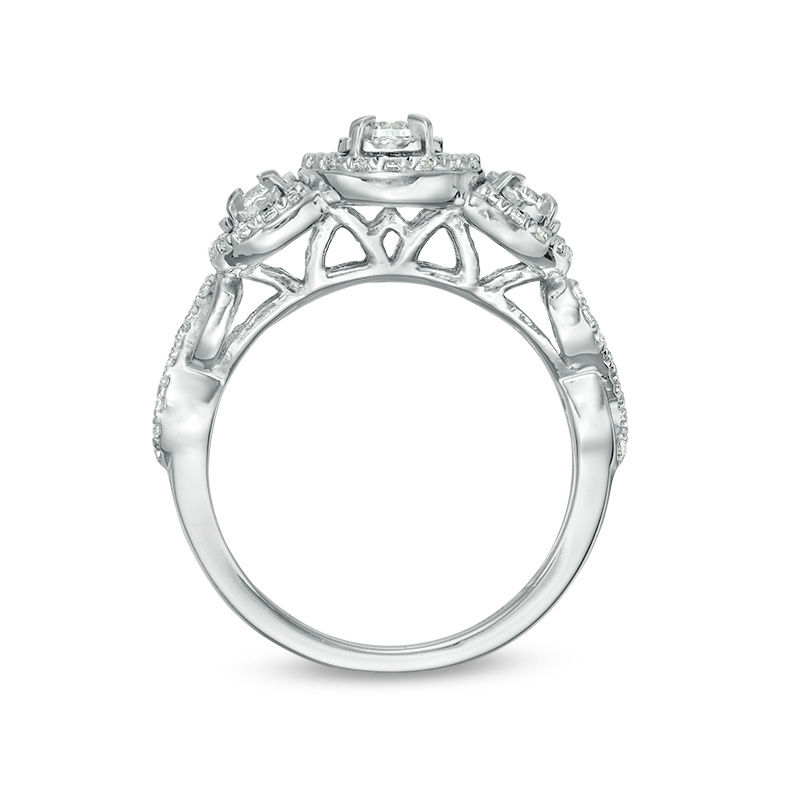 0.50 CT. T.W. Diamond Past Present Future® Frame Twist Engagement Ring in 10K White Gold