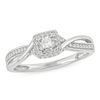 Thumbnail Image 0 of 0.115 CT. T.W. Princess-Cut Diamond Frame Twist Promise Ring in Sterling Silver