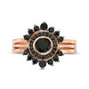 Thumbnail Image 3 of 5.0mm Onyx Shadow Frame Three Ring Bridal Set in Sterling Silver with 14K Rose Gold Plate