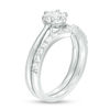 Thumbnail Image 3 of 6.0mm Lab-Created White Sapphire Chevron Bridal Set in Sterling Silver