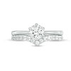 Thumbnail Image 4 of 6.0mm Lab-Created White Sapphire Chevron Bridal Set in Sterling Silver