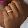 Thumbnail Image 1 of Pear-Shaped Lab-Created White Sapphire Halo Bridal Set in Sterling Silver with 14K Gold Plate
