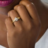 Thumbnail Image 2 of Pear-Shaped Lab-Created White Sapphire Halo Bridal Set in Sterling Silver with 14K Gold Plate