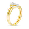 Thumbnail Image 2 of Pear-Shaped Lab-Created White Sapphire Halo Bridal Set in Sterling Silver with 14K Gold Plate