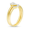 Thumbnail Image 3 of Pear-Shaped Lab-Created White Sapphire Halo Bridal Set in Sterling Silver with 14K Gold Plate