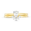 Thumbnail Image 3 of Pear-Shaped Lab-Created White Sapphire Halo Bridal Set in Sterling Silver with 14K Gold Plate