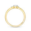 Thumbnail Image 4 of Pear-Shaped Lab-Created White Sapphire Halo Bridal Set in Sterling Silver with 14K Gold Plate