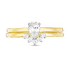 Thumbnail Image 5 of Pear-Shaped Lab-Created White Sapphire Halo Bridal Set in Sterling Silver with 14K Gold Plate