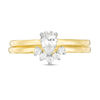 Thumbnail Image 6 of Pear-Shaped Lab-Created White Sapphire Halo Bridal Set in Sterling Silver with 14K Gold Plate