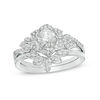Thumbnail Image 0 of 5.0mm Lab-Created White Sapphire Floral Bridal Set in Sterling Silver