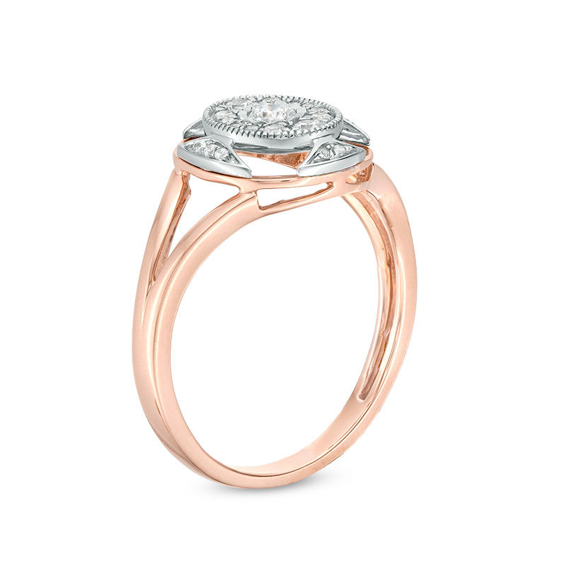 0.25 CT. T.W. Diamond Oval Frame Vintage-Style Ring 10K Two-Tone Gold