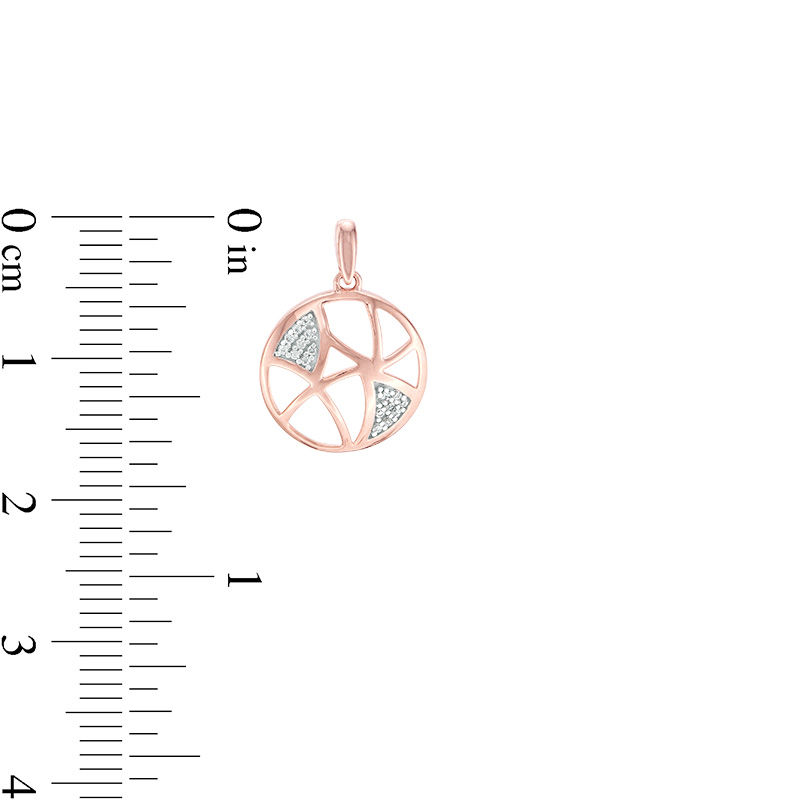Main Image 2 of 0.065 CT. T.W. Diamond Geometric Cut-Out Circle Drop Earrings in 10K Rose Gold