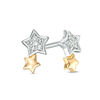 Thumbnail Image 1 of Diamond Accent Double Star Stud Earrings in Sterling Silver and 10K Gold