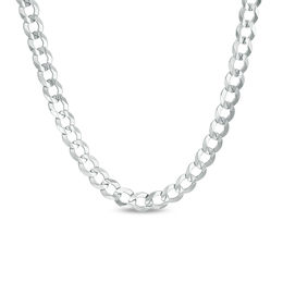 Men's 5.7mm Curb Chain Necklace in Hollow 14K White Gold - 22"