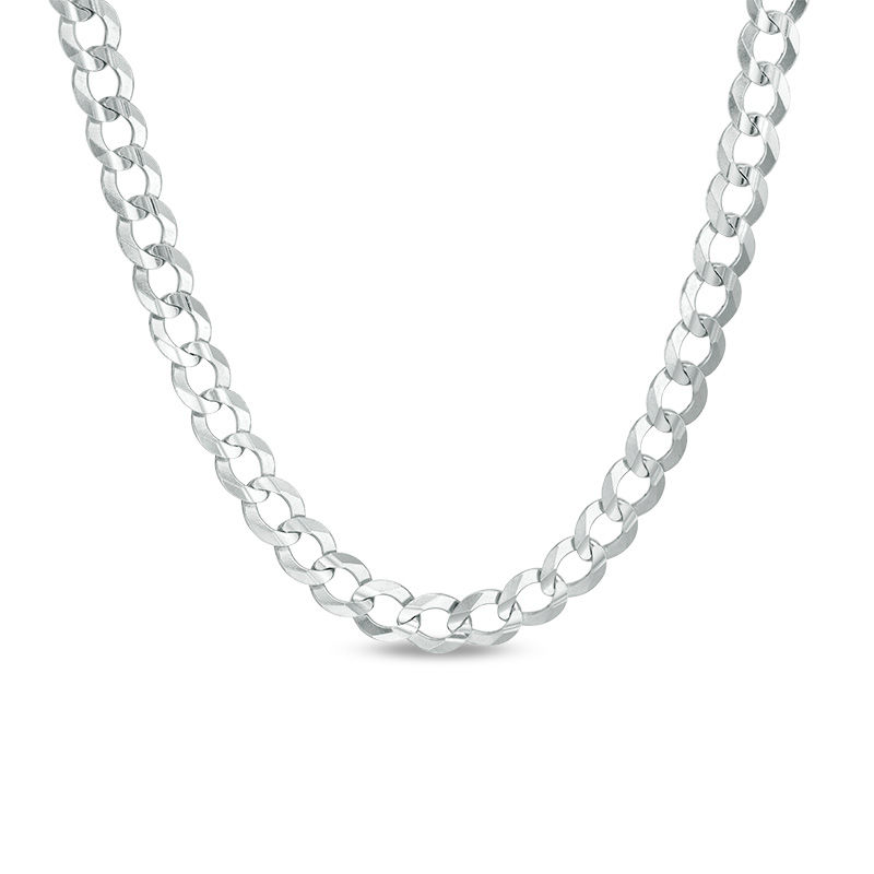 Men's 5.7mm Curb Chain Necklace in Hollow 14K White Gold - 22"|Peoples Jewellers