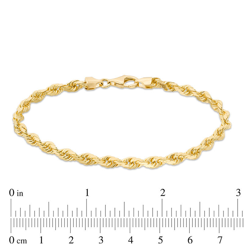 Main Image 2 of Men's 5.0mm Glitter Rope Chain Bracelet in Solid 14K Gold - 8.0"