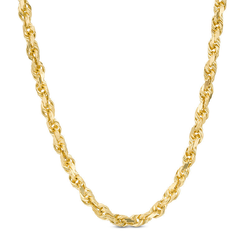 Men's 5.0mm Glitter Rope Chain Necklace in Solid 14K Gold - 24"|Peoples Jewellers