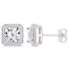 Thumbnail Image 0 of 0.04 CT. T.W. Diamond Beaded Octagon Frame Vintage-Style Stud Earrings in Sterling Silver