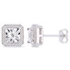 Thumbnail Image 1 of 0.04 CT. T.W. Diamond Beaded Octagon Frame Vintage-Style Stud Earrings in Sterling Silver